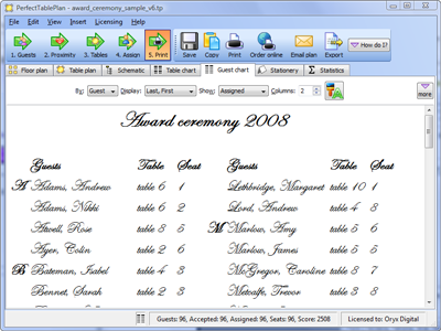 seating chart
